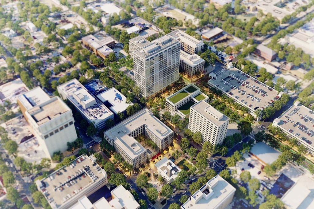 Aerial rendering of the Pearl Square development