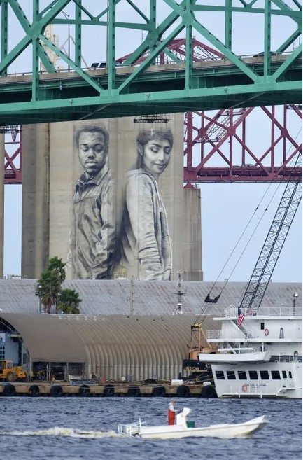 Art under a bridge in Downtown Jacksonville